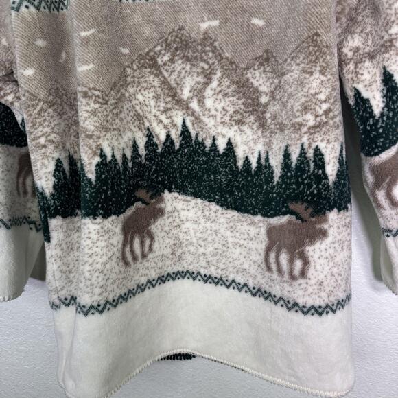 Denali Jacket Womens Medium Reversible Fleece Coat Hooded Moose Winter Scene Vtg - Picture 10 of 15